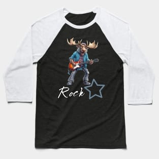 Rockstar Guitar Moose Music Baseball T-Shirt